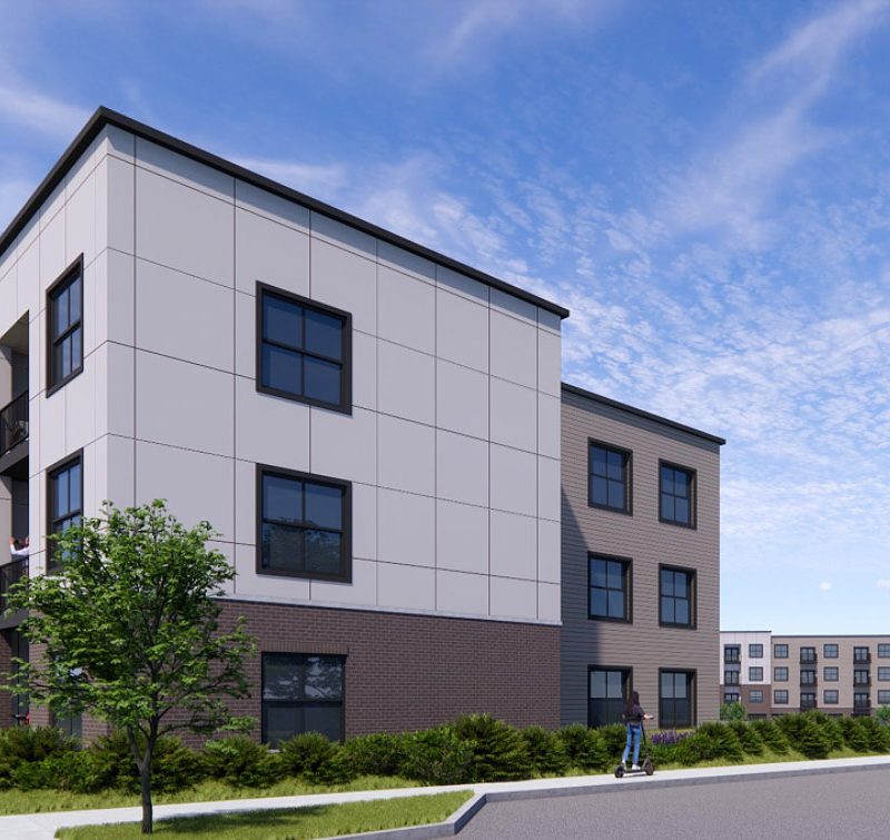 Station 250 apartment complex final exterior view showing modern residential design and community layout in Mundelein IL